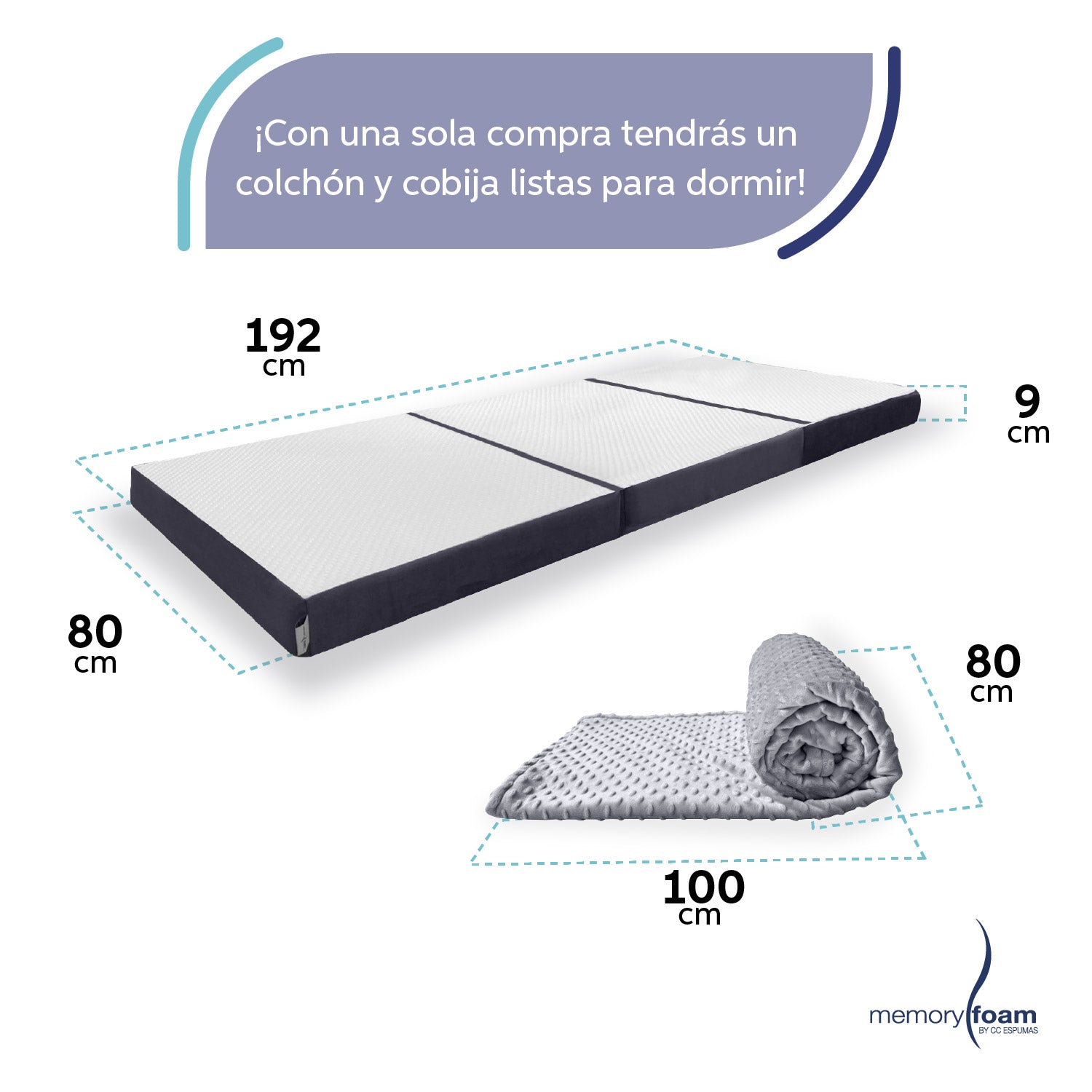 Pack Colchón Plegable + Cobija