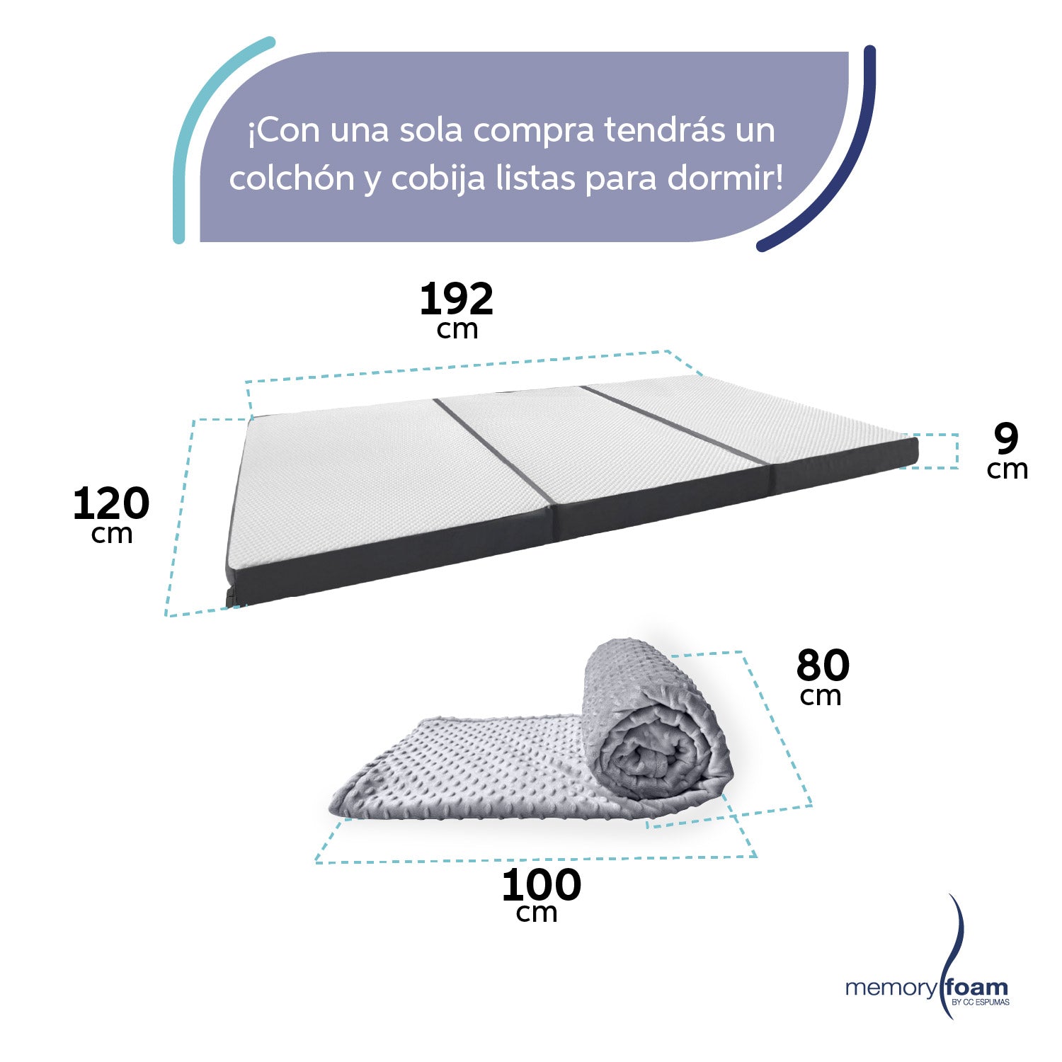 Pack Colchón Plegable + Cobija
