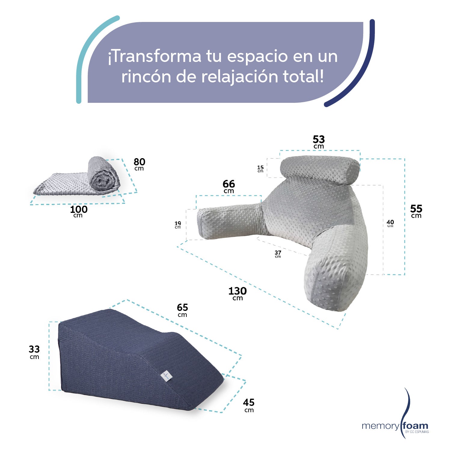 Almohada de lectura de adulto fibra + Cobija + Cojín varices