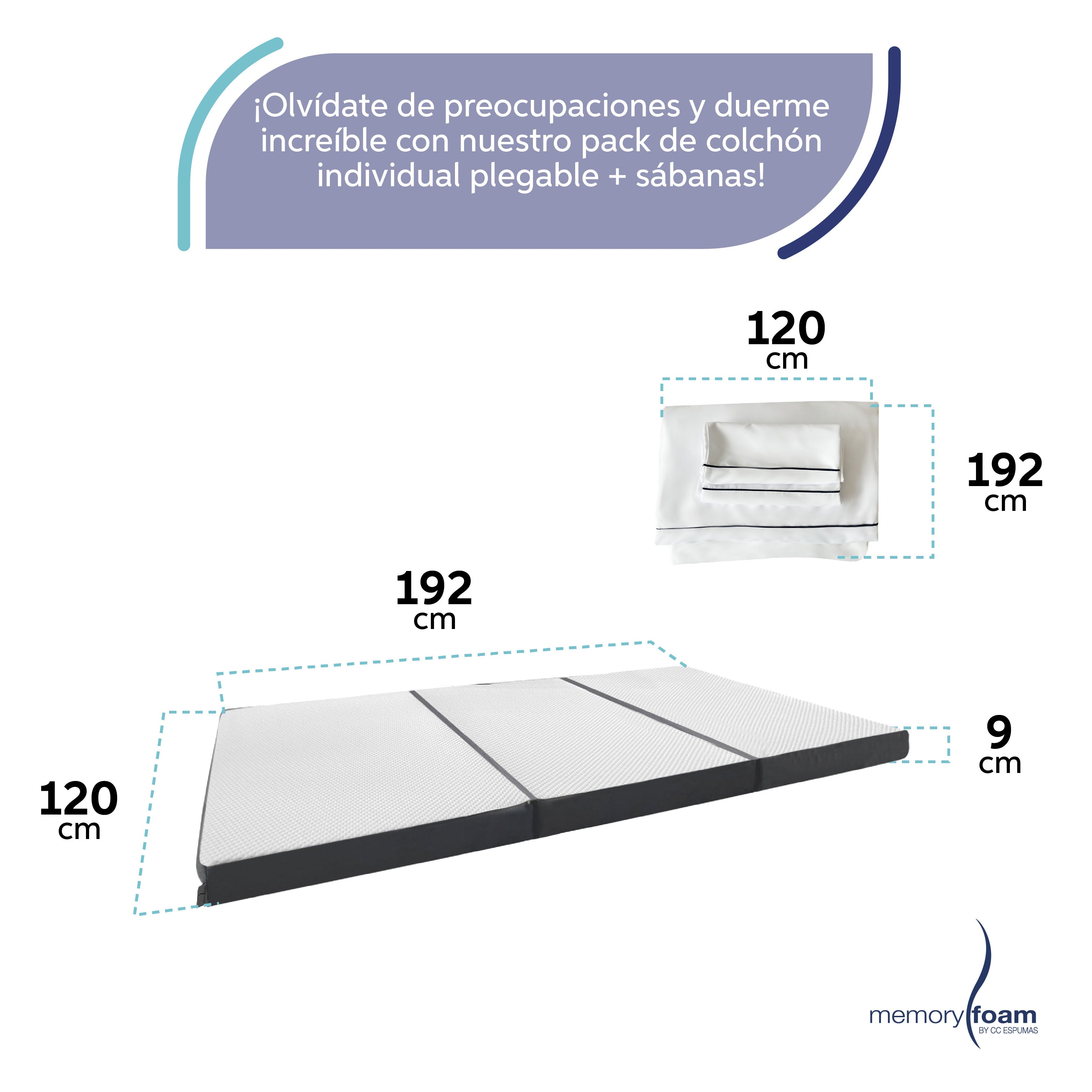 Pack Colchón Plegable + Sábanas