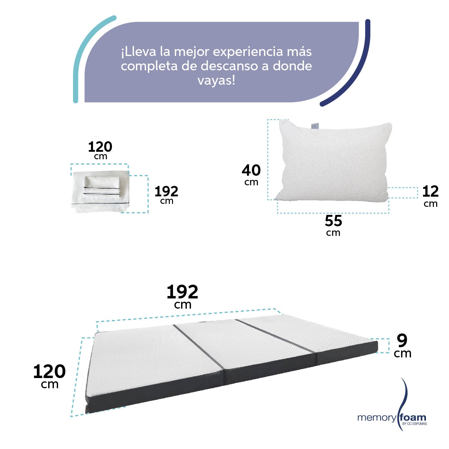 Pack Colchón Plegable + Almohada(s) + Sábanas