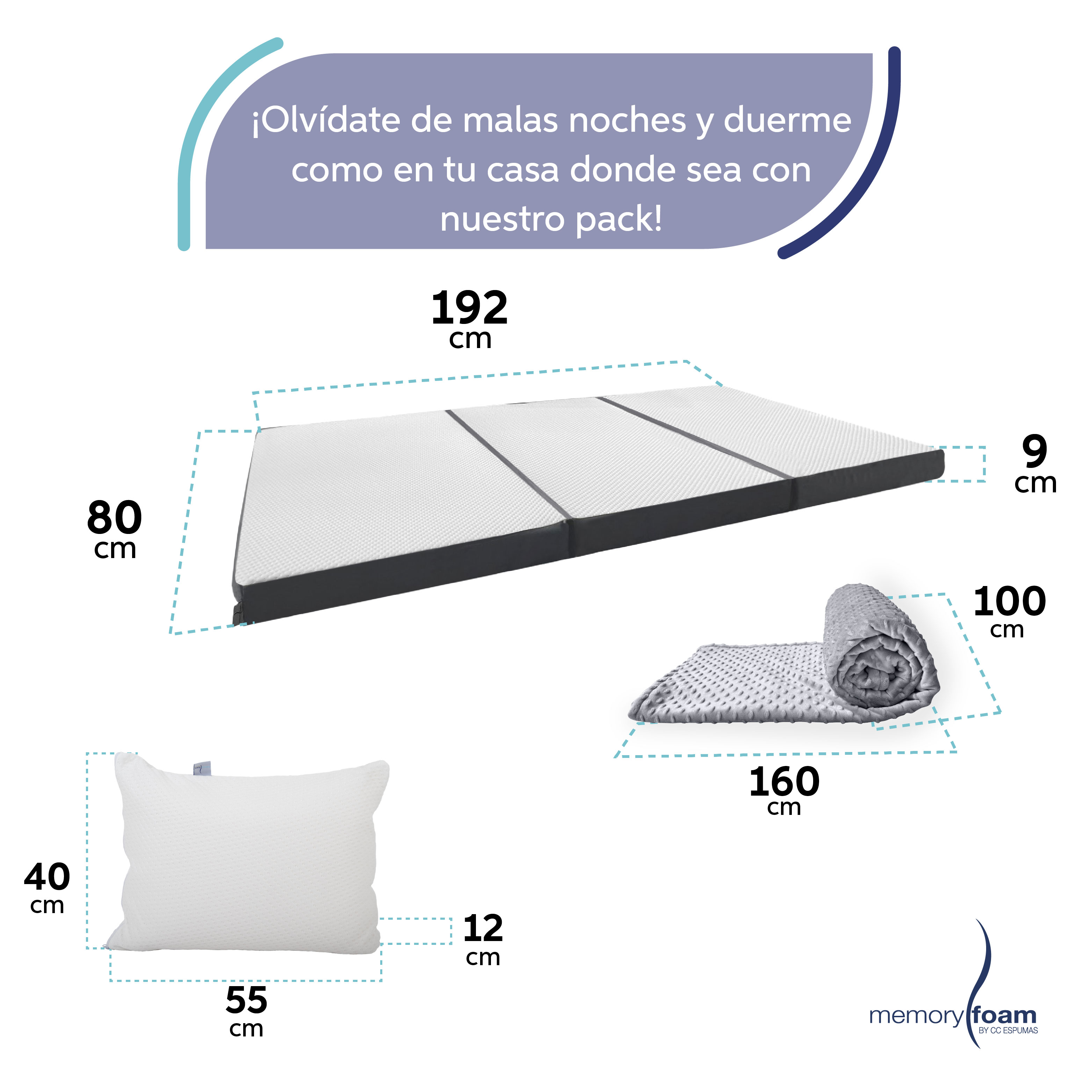 Pack Colchón Plegable + Cobija + Almohada(s)