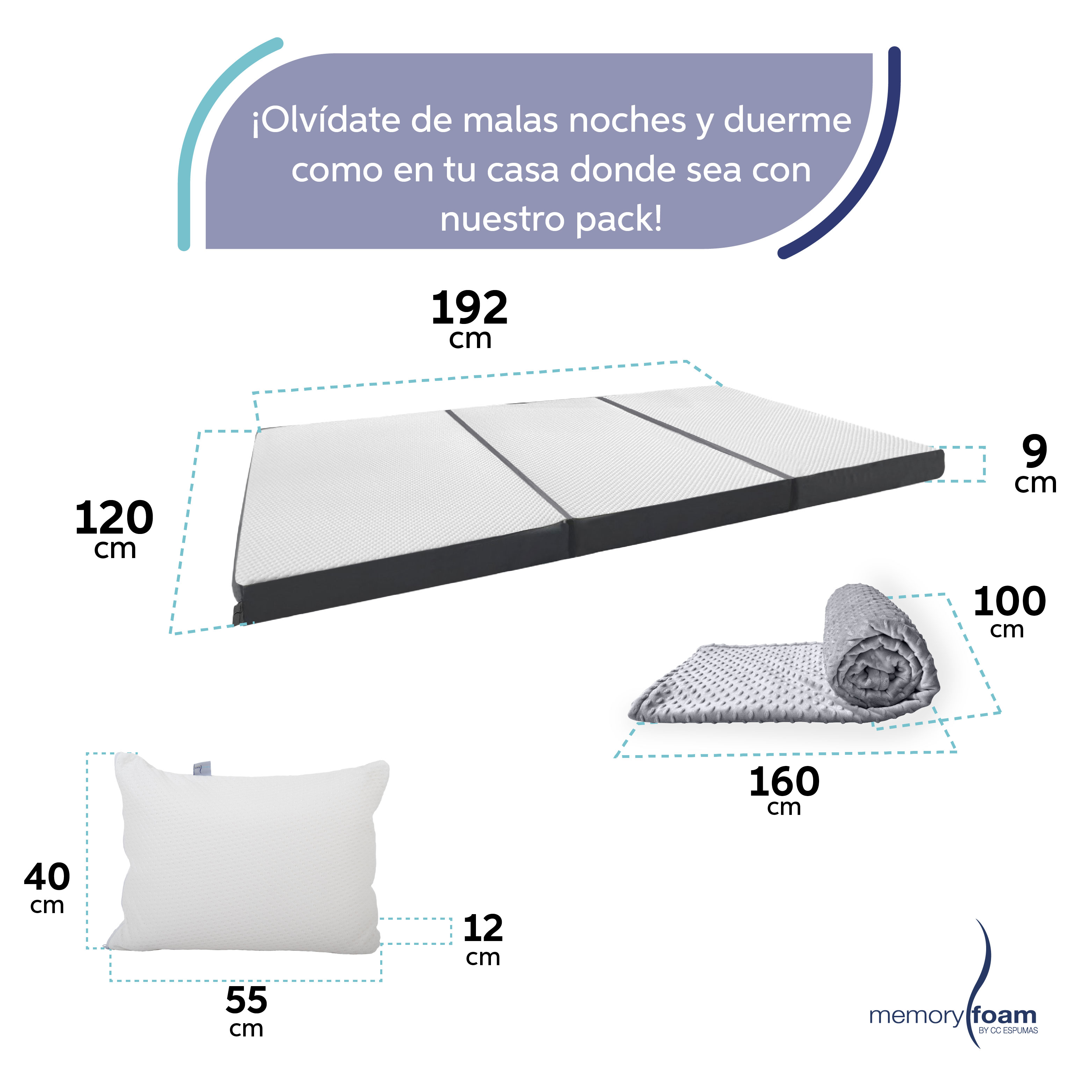 Pack Colchón Plegable + Cobija + Almohada(s)