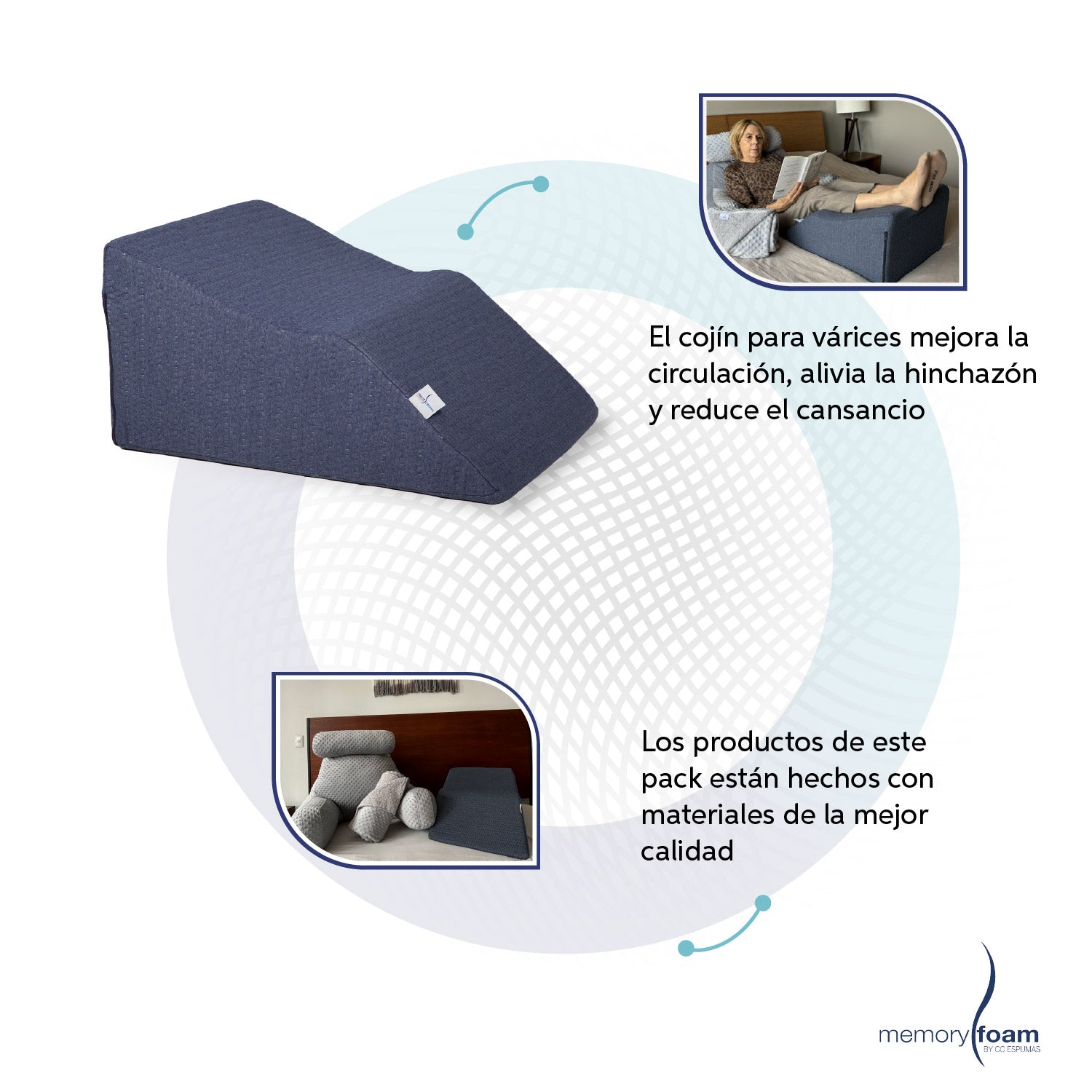 Almohada de lectura de adulto fibra  + Cobija + Cojín varices