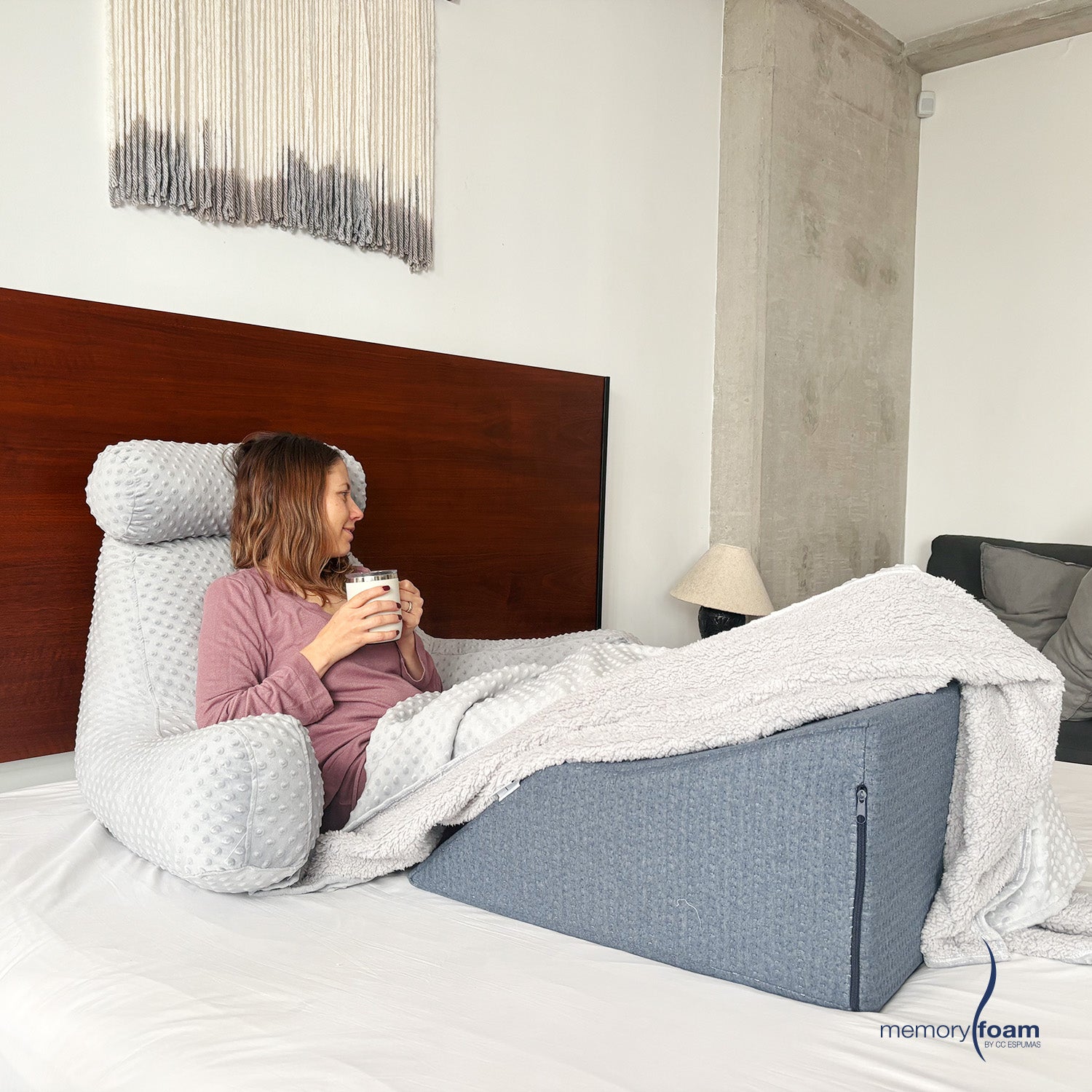 Almohada de lectura de adulto fibra  + Cobija + Cojín varices