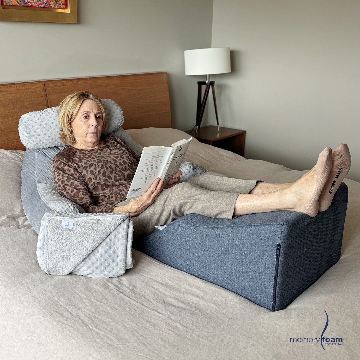 Almohada de lectura de adulto fibra  + Cobija + Cojín varices