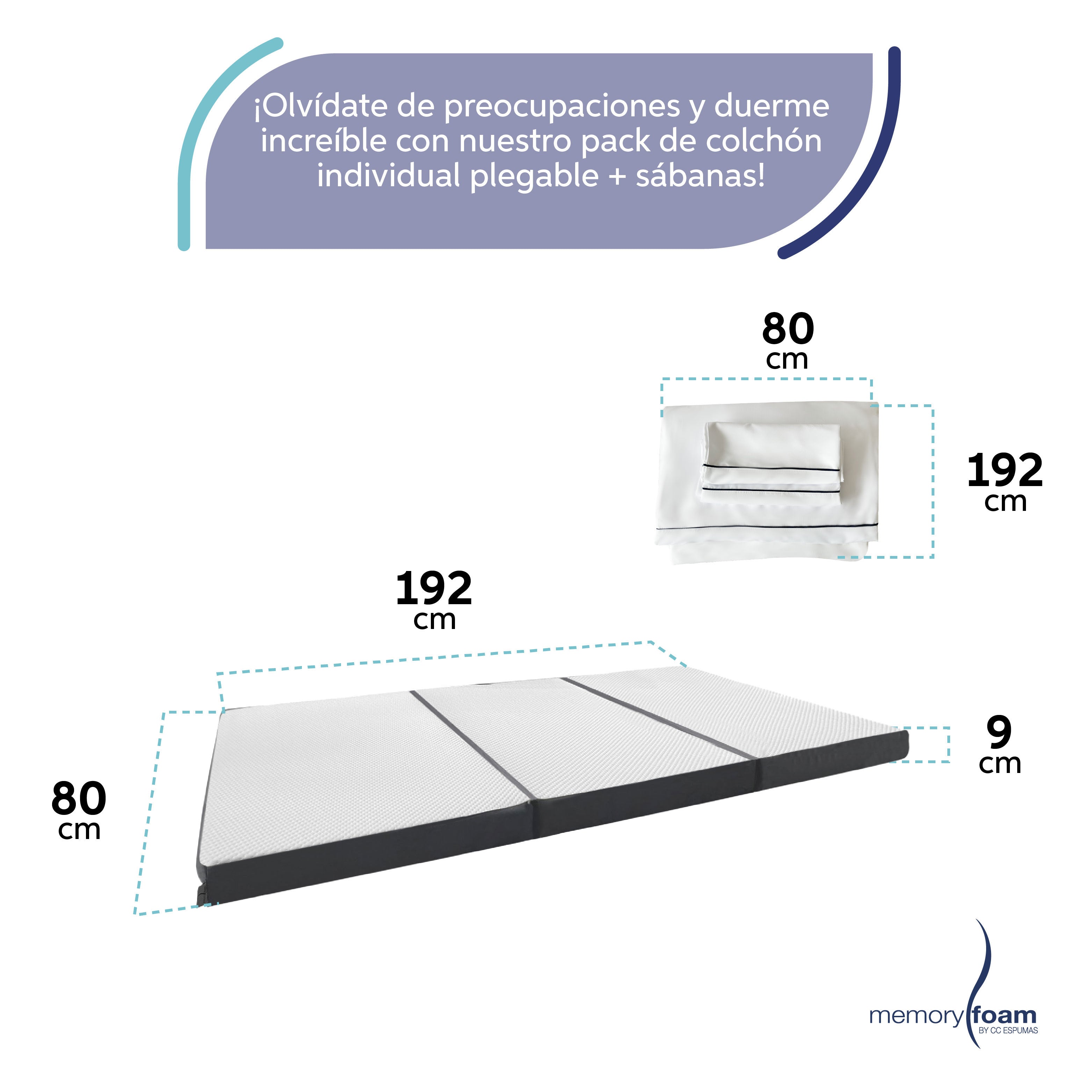 Pack Colchón Plegable + Sábanas
