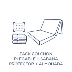 Colchón Plegable + Sábana + Protector + Almohada